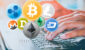 Set,Of,Cryptocurrency,And,Female,Hands,Typing,On,Laptop.,Business Set,Of,Cryptocurrency,And,Female,Hands,Typing,On,Laptop.,Business